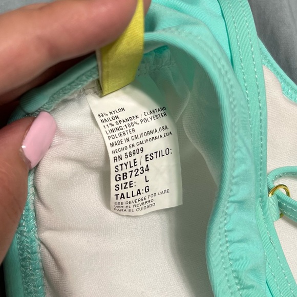 Gianni Bini Estilo Fringe Turquoise String Bikini Top L - Picture 7 of 9